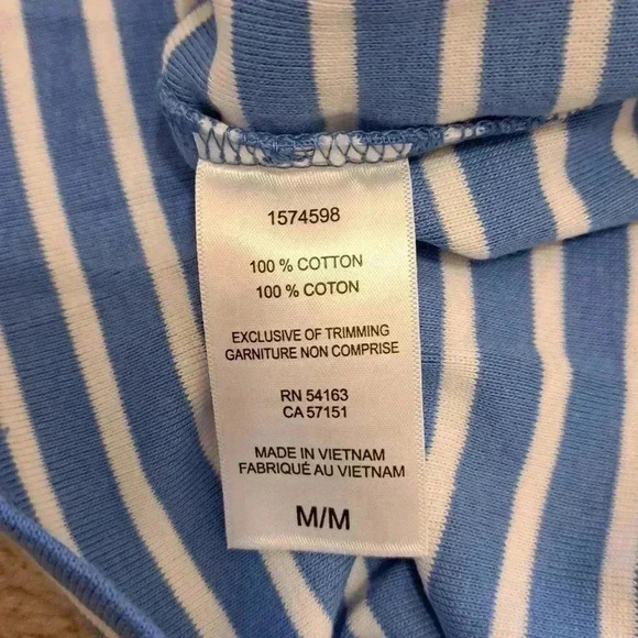 ❤ NWT Tommy Hilfiger Striped T-shirt Blue White Boatneck Tee Medium Short Sleeve - Picture 9 of 15